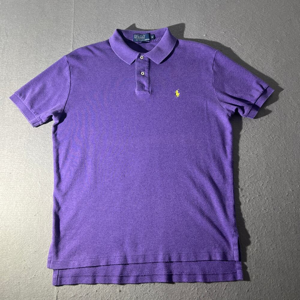Polo Ralph Lauren Mens Polo Shirt M Purple Yellow Pony